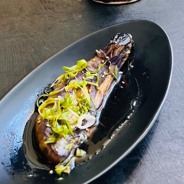 Fried marinated eggplant.