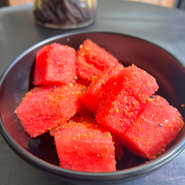 Summer seedless watermelon with mild Shichimi.
