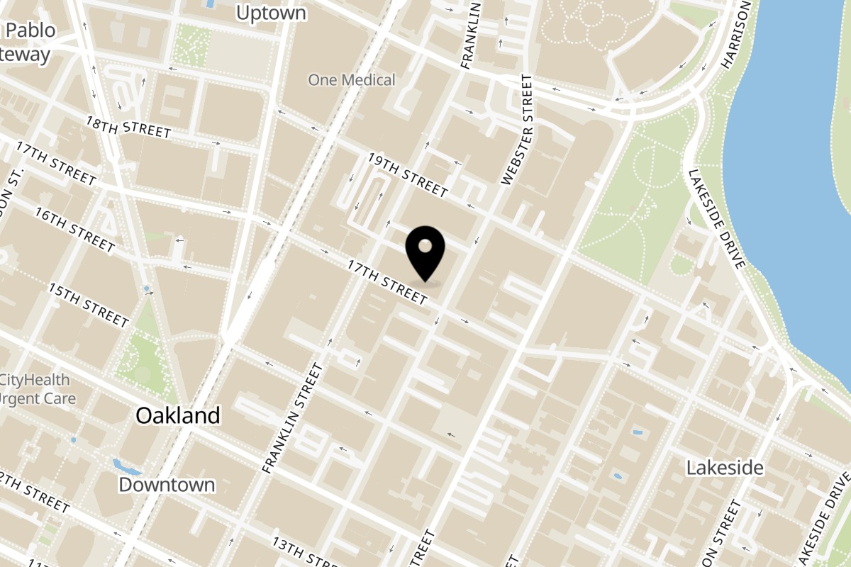 Map showing the location of Aburaya Aburaya on 362 17th St in Oakland